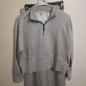 Rampage Gray Quarter-Zip Pullover Sweatshirt And Pants Set